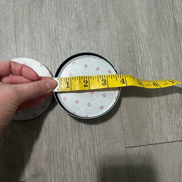 Vintage coaster tin set of 6 coasters- gray red blue- pattern- drink coaster - Picture 2 of 9